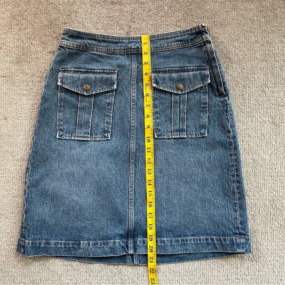 J. Crew Classic Flap Pocket Blue Denim Skirt, Size 27 - Picture 11 of 11